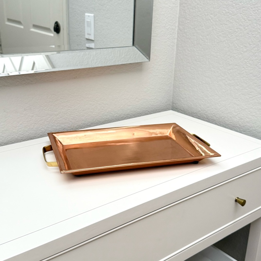 Pottery Barn Copper Tray With Brass Handles - Picture 10 of 11
